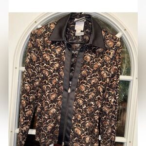 Joseph Ribkoff Women SZ 8 Jacket Zip Multicolor Lace Holiday Party Old Money